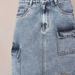 Dolce Crudo Blue Straight Fit Skirt image 4