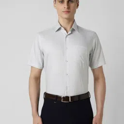 Van Heusen White Cotton Regular fit Print Formal Shirt-picture-25