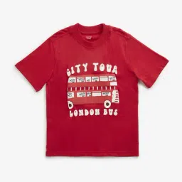 HOP Kids by Westside Red Embossed Text Printed T-Shirt-image-0