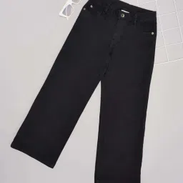 Pantaloons Junior Girls Jet Black Cotton Solid Jeans-image-82