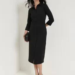 Fablestreet Black Slim Fit Solid Dress-picture-48