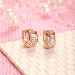 DressBerry Rose Gold-Plated Crystals Studded Circular Shaped Hoop Earrings-picture-17
