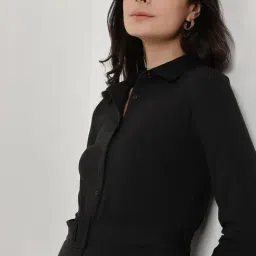 Fablestreet Black Slim Fit Solid Dress image 4