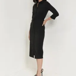 Fablestreet Black Slim Fit Solid Dress image 3