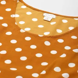 Qurvii Orange & White Polka Dot Skater Dress image 5