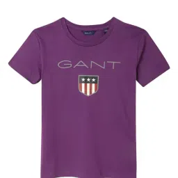 Gant Kids Purple Logo Print T-Shirt-image-33