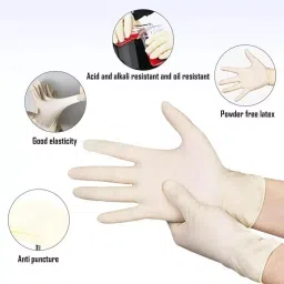 3P Latex Examination Hand Gloves Left, Right Hand Orientation White for Surgical or General Medical Use (Pack of 2500 Pairs) image 3