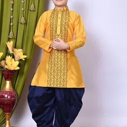 BAESD Boys Floral Embroidered Regular Dupion Silk Kurta with Patiala-picture-2