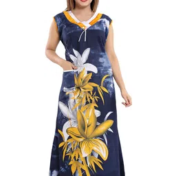 CINCO Women Printed V-Neck Maxi Nightdress-picture-38