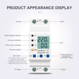 amiciSmart Over/Under Voltage, Over Current/Load Protection with Digital Energy Meter 63A, 230V image 3