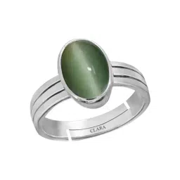 Clara Green Cats Eye 6.5cts Sterling SIlver Bezel Set Ring-image-52