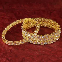 NMII Set Of 4 Gold-Plated Zircon & Kundan Studded Bangles image 2