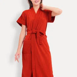 LacyLook Women Premium Terry Cotton Soft & Comfortable Knee Length Bath Robe-picture-29