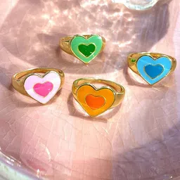 Jewels Galaxy Set Of 4 Gold-Plated Heart Shaped Finger Rings-image-75