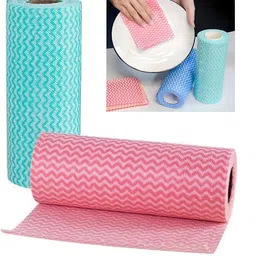 wodwame Disposable Kitchen Roll Towels, Wavy Pattern, Pink and Blue, Set of 2 image 4