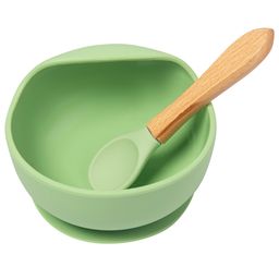 Baby Moo Silicon Bowl And Spoon Dinner Set - Green-picture-49