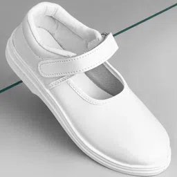 Pine Kids Solid School Shoes with Velcro Closure - White-picture-22