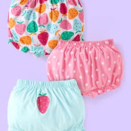 Babyhug Single Jersey Knit Bloomers With Fruit & Polka Dot Print Pack of 3 - Pink Blue & White-picture-28