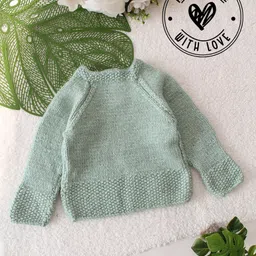 Woonie Full Sleeves Solid Hand Knitted Sweater - Green-picture-22