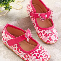 Cute Walk by Babyhug Ballerinas with Velcro Closure Heart Print & Bow Applique - Pink-picture-28