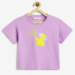 Campana 100% Cotton Knit Half Sleeves Cool Printed T-Shirt - Purple-picture-31