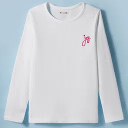 kookie kids india Kookie Kids Single Jersey Knit Full Sleeves T-Shirt with Joy Print - White-picture-20
