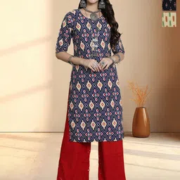 HERE&NOW Women Pack of-3 Ethnic Motifs Printed Crepe Kurta-picture-34