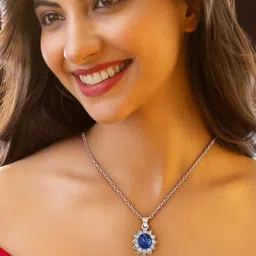 DressBerry Stainless Steel Silver-Plated American Stone-Studded Pendant With Earrings-picture-17