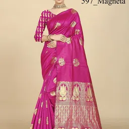 ROOP SUNDARI SAREES Woven Design Zari Pure Silk Banarasi Saree-picture-3