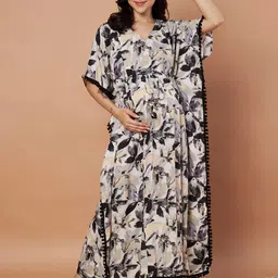 Secret Wish Printed Maternity Maxi Kaftan Nightdress-image-90
