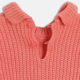 MINI KLUB Cotton Knit Ful Sleeves Ribbed Light Winter Sweater - Peach image 5