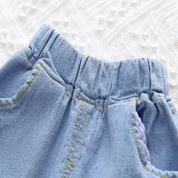 POP STREET KIDS Cotton Knit Half Sleeves Girl Designed Tee With Shorts Set - Black image 5