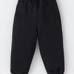 Kookie Kids Full Sleeves Winter Wear Bear Printed Sweatshirt with Bow Detailing & Text Print Lounge Pants Set - Red & Black image 5