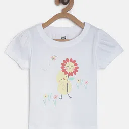 MINI KLUB Pack Of 3 Cotton Half Sleeves Floral & Peekaboo Text Printed Knit Tops - Multi Colour image 5