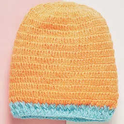 MayRa Knits Hand Knitted Woven Pack Of 2 Animal Designed Caps - Green & Orange - Circumference - 36 Cms image 5