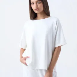 LOV by Westside Off-White Solid T-Shirt-image-56
