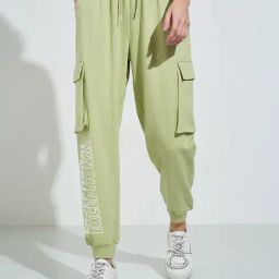 Ajile By Pantaloons Green Cotton Comfort Fit Joggers-picture-43
