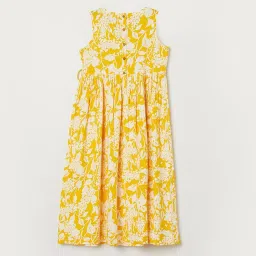 melange by lifestyle Lifestyle Yellow Round Neck Sleeveless All Over Print Cotton Dress image 2