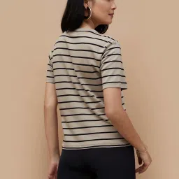 Code by Lifestyle Grey Cotton Striped Top image 2