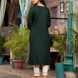 Juniper Green Printed Straight Kurta image 2