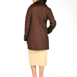 Odette Brown Self Pattern Quilted Jacket image 2