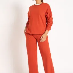 FEMMELLA Rust Relaxed Fit Solid Sweatshirt image 3