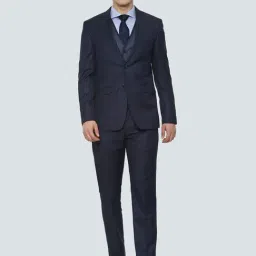 Louis Philippe Navy Slim Fit Three Piece Suit-image-4