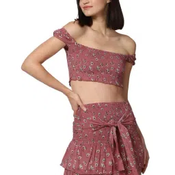 Forever 21 Pink Printed Crop Top With Skirt-picture-18
