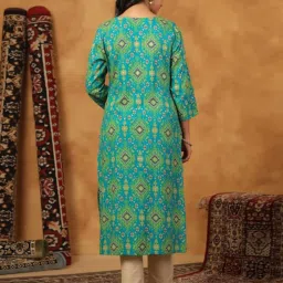 Autumnlane Blue Varisha Pacific Printed Relaxed Fit Kurti image 2