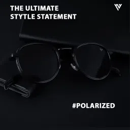 Voyage Black Round Polarised and UV Protected Lens Unisex Sunglasses image 2