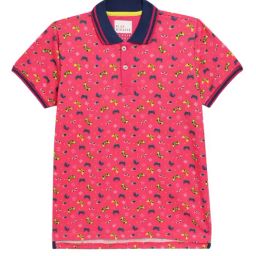 Blue Giraffe Kids Pink Printed Polo T-Shirt-picture-8