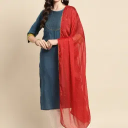 Saadgi Red Embellished Dupatta-image-8