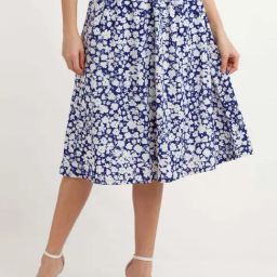 Zink London Blue Printed A-Line Skirt-picture-20