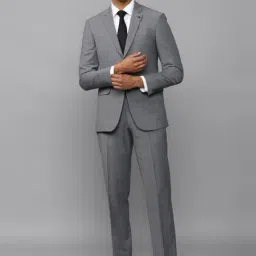 allen solly Men Grey Slim Fit Textured Formal Two Piece Suit-picture-14